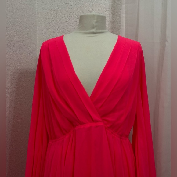 NEW MEGHAN Fabulous LOS ANGELES SUNSET MIDI DRESS - NEON PINK Size XXL NEW NWT - Picture 3 of 12